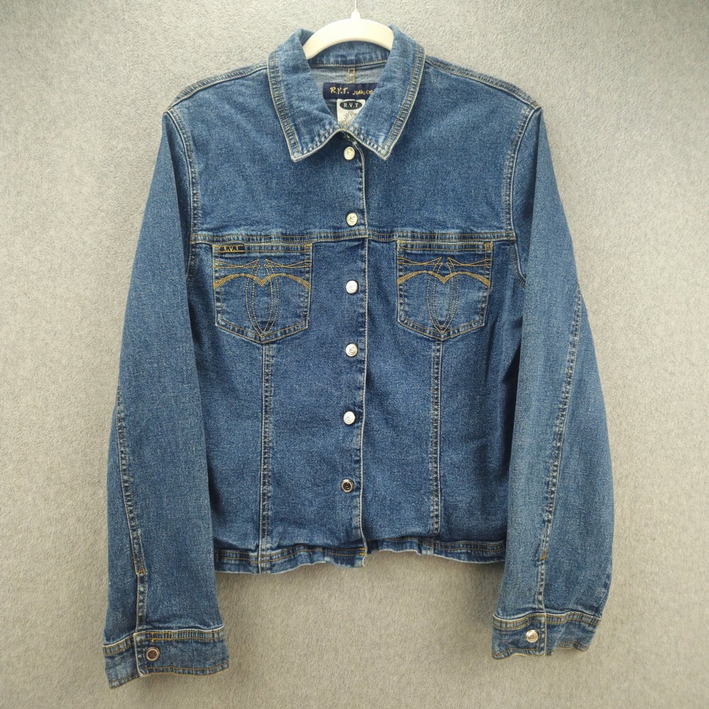 R.Y.T. JEANS CO. Denim Jacket Women XXL Blue Button Up Ramie Cotton Casual Y2K